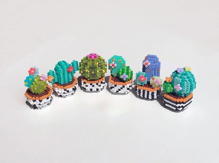 Mini Kaktus Pflanzen 3D Perler Bead Muster Set von 6 Digitaler Download  Englische Anleitungen (Nicht Physisch) - Etsy Schweiz