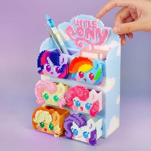 My Little Pony Themed Mini Desktop Organizer Drawer 3D Perler Bead Digital Pattern Template ebook Instant Download (NOT physical)