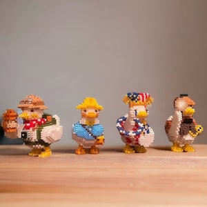Dake Duck Set of 4 3D Perler Bead Patterns Digital Instant download