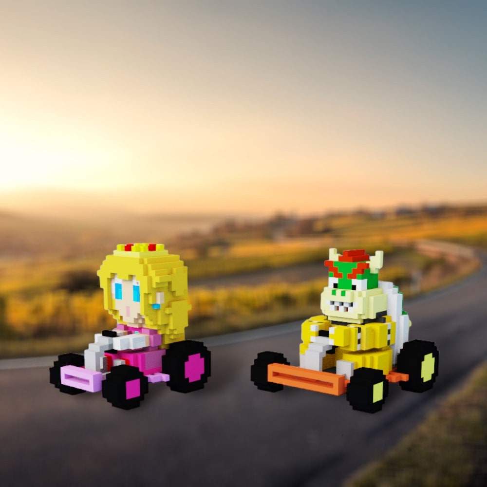 Super Mario Kart Bowser Peach 3D Perler Bead Pattern Digital Instant ...