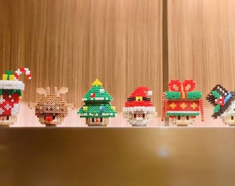 Champignon de Noël Ensemble de 6 modèles de perles Perler 3D Téléchargement instantané numérique