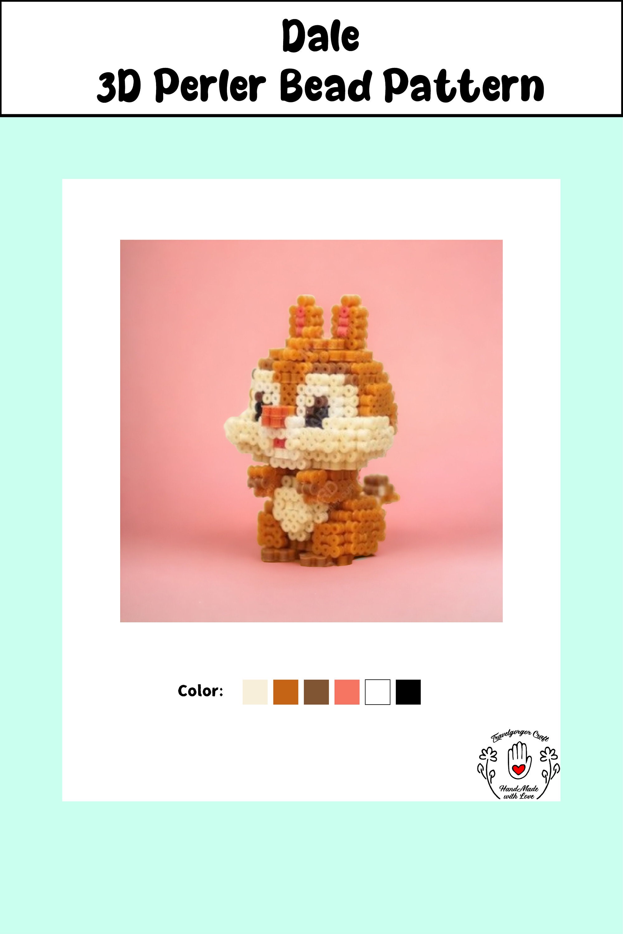 Set of 2 Chip and Dale 3D Perler Bead Pattern Digital Instant Download ...