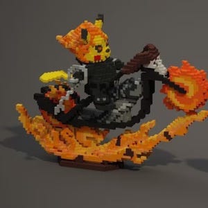 Ghost Rider Pikachu (ORANDE) 3D Perler Bead Muster Digital Sofort download