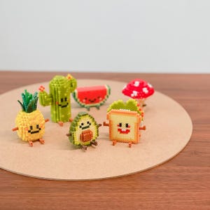 Litte cute food 3D Perler Bead Pattern total 6 Patterns Digital Instant download EASY