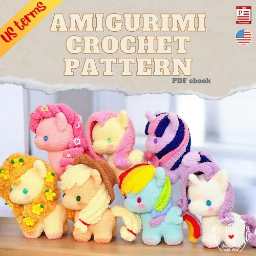 Little Pony Amigurumi Crochet Pattern Set of 7 | PDF| English| Instant Digital Download