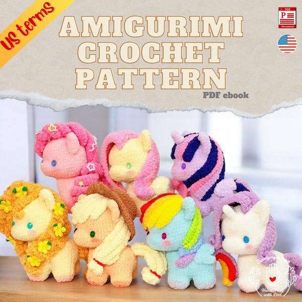 Little Pony Amigurumi Häkelanleitungen 7er Set | PDF| Deutsch| Sofortiger digitaler Download
