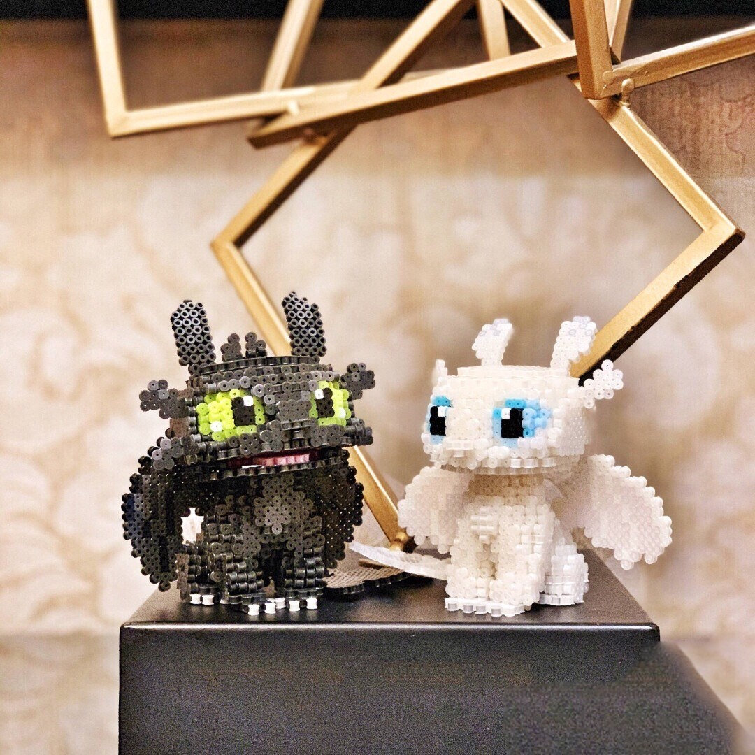 ヒックとドラゴン 2 匹のドラゴン 3D パーラー ビーズ パターン 英語