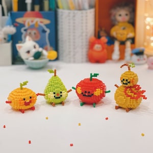 Litte cute food 3D Perler Bead Pattern total 4 Patterns Digital Instant download