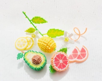 Litte Food 3D Perler Bead Pattern total 3 Patterns Digital Instant download EASY