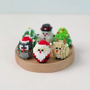 愛らしいクリスマスセット 6 個の 3D パーラービーズパターン デジタル インスタントダウンロード 英語