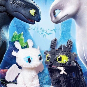 How to Train Your Dragon set of two dragon 3D Perler Bead Pattern English guidances
