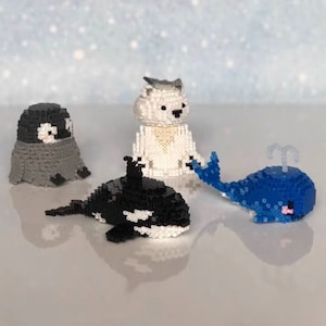 Patrones de cuentas Perler 3D de animales marinos digitales FÁCILES