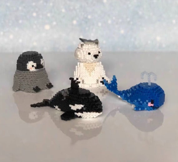 Set of 4 Cat Mermaid 3D Perler Bead Pattern Tutorial 