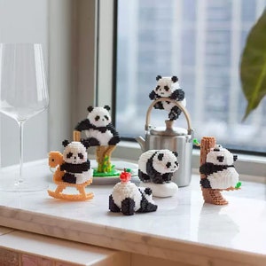 Schema perline 3D perler panda carino Istruzioni in inglese Digitale