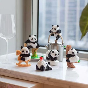 Cute Panda 3D Perler Bead Pattern English guidances Digital