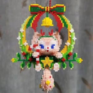 LinaBell Christmas Wreath 3D Perler Bead Patterns Digital Instant download English