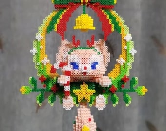 Couronne de Noël LinaBell, motifs 3D de perles perler, téléchargement numérique en anglais