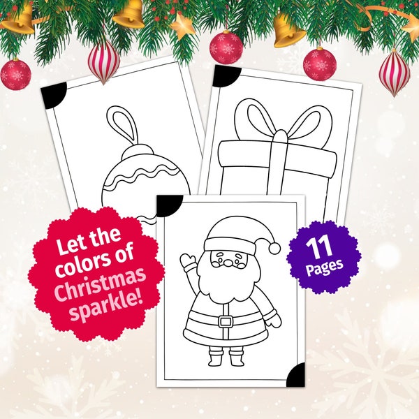 Christmas Coloring | Etsy Christmas Gifts | Christmas Tree Color | Printable Christmas |Santa Coloring | Holiday Coloring | Xmas Coloring