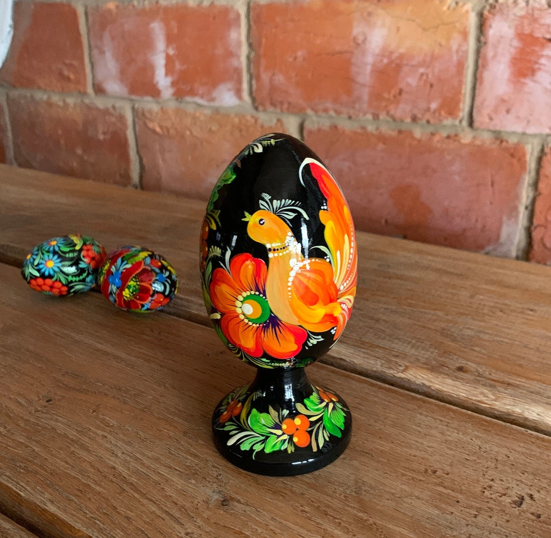 Ukrainian Pysanky Egg, Wooden Easter Egg, Gift for Folk Art Lover ...