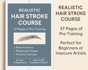 Libro electrónico/Guía en PDF de entrenamiento de microblading de trazos de cabello, mapeo y práctica (descarga digital)