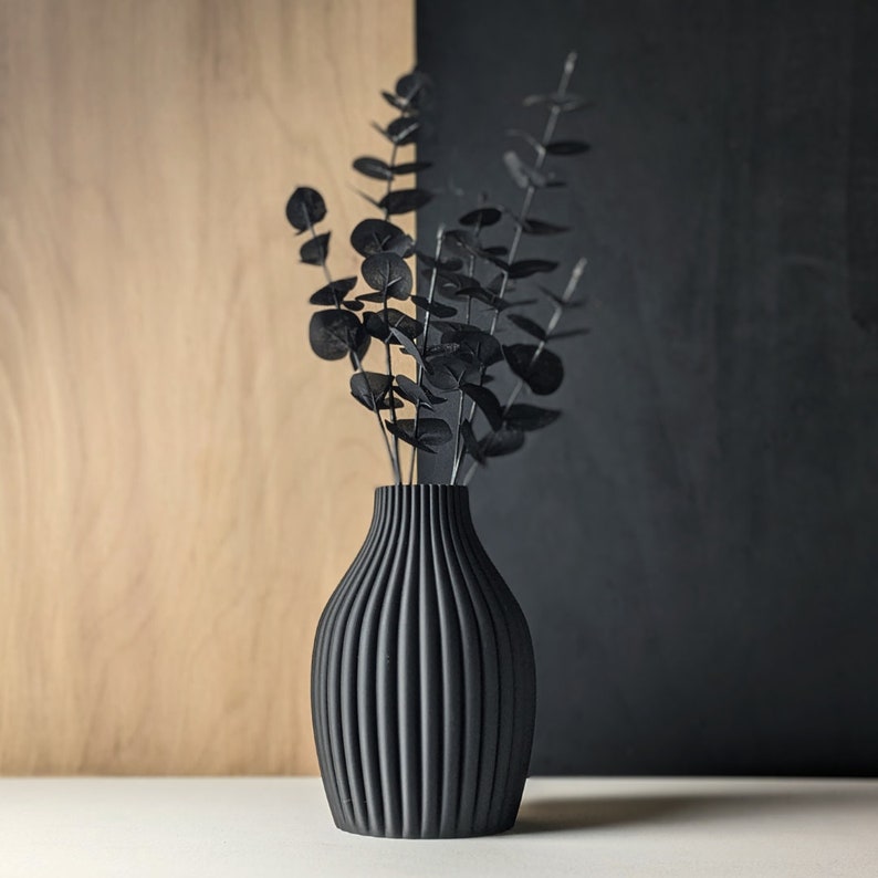 Schwarze Vase, weiße Vase 22cm / 17cm groß modern für Trockenblumen ideales Geschenk. Bobi Vase Bild 2