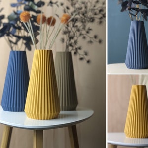 Vase Flores in blau, gelb und pastellbraun, Klassisch und doch modern, 22 cm groß, Super Geschenk und optimal für Trockenblumen 0015 Bild 1
