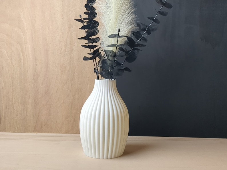 Schwarze Vase, weiße Vase 22cm / 17cm groß modern für Trockenblumen ideales Geschenk. Bobi Vase Bild 6