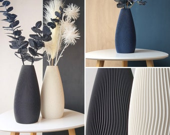 Vase "Welle", 22cm groß in schwarz, weiß, grün, gelb, blau / made in Germany / Optimal für Trockenblumen und als Geschenk 0016