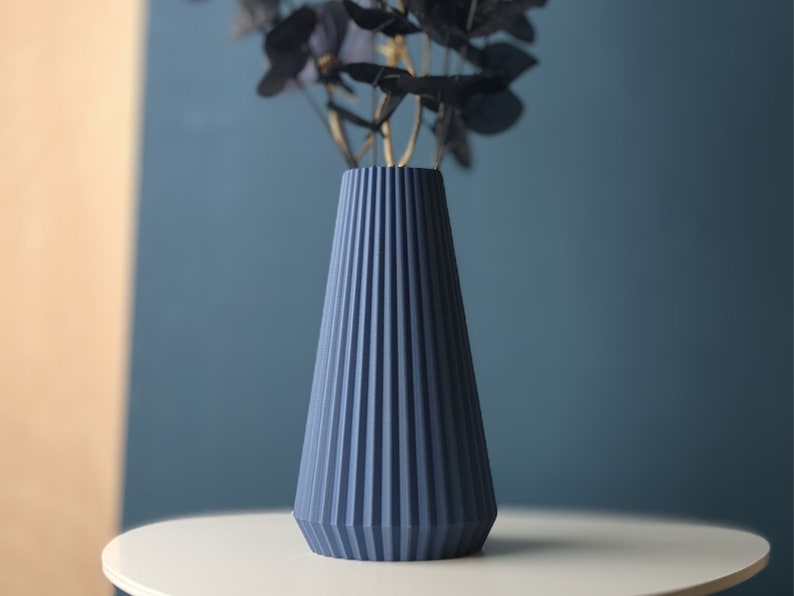 Vase Flores in blau, gelb und pastellbraun, Klassisch und doch modern, 22 cm groß, Super Geschenk und optimal für Trockenblumen 0015 Bild 3