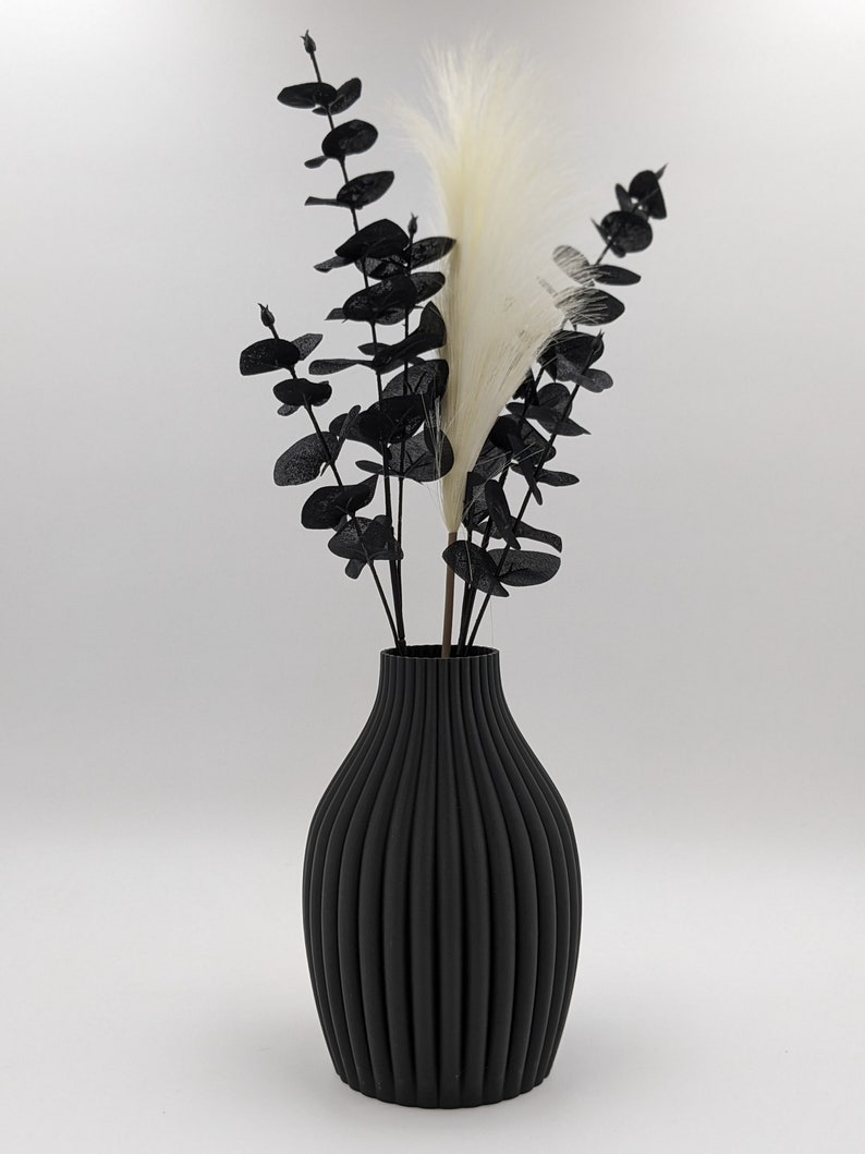 Schwarze Vase, weiße Vase 22cm / 17cm groß modern für Trockenblumen ideales Geschenk. Bobi Vase Bild 5