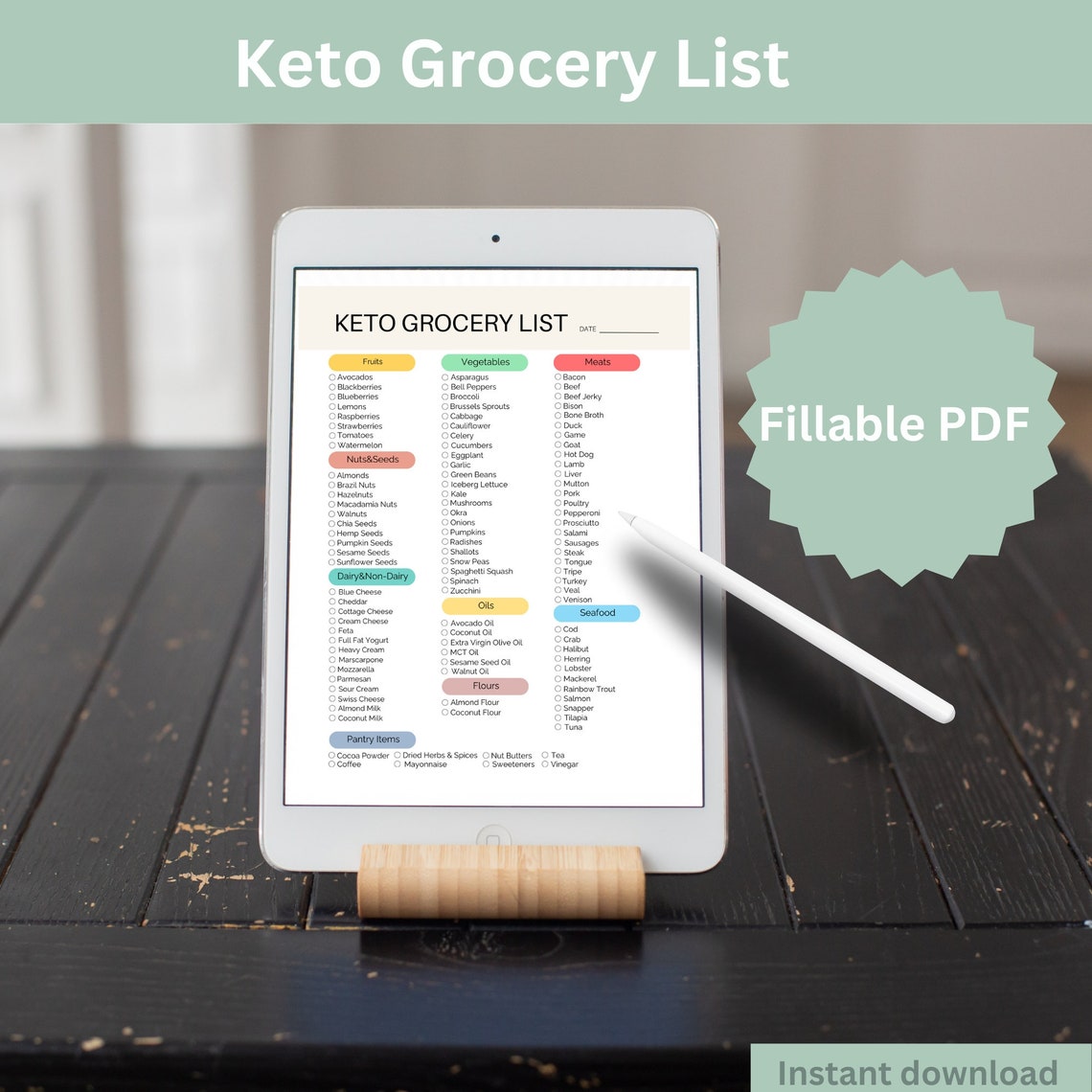 Printable Keto Grocery List Low Carb Food List Keto Shopping List ...