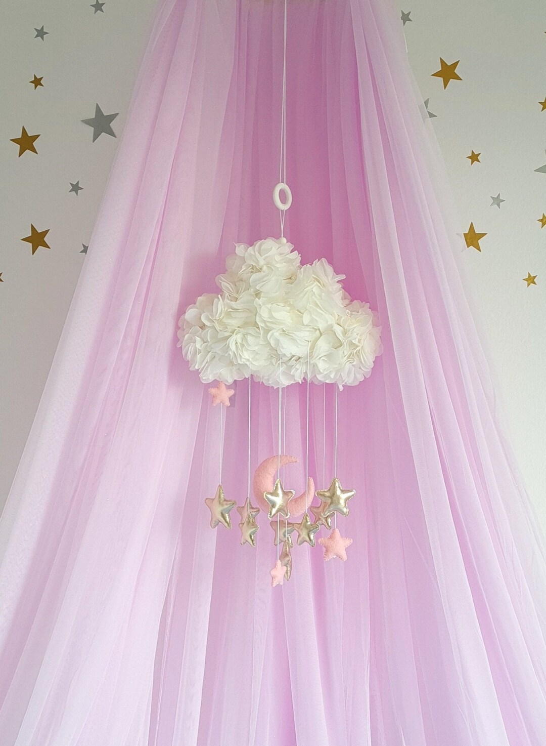 Cloud Baby Mobile With Stars and the Moon Celestial Nursery Etsy