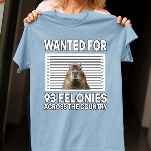 Capybara Mugshot Wanted Poster Meme Shirt, Capybara Committing Crimes Tee, Capybara Lover shirt, Capybara Funny Meme Shirt