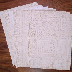 Coffee Dyed Paper - A4 - Assorted Lace Patterns Pk of 10 Sheets