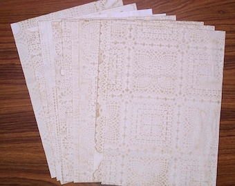 A4 Coffee Dyed Paper - Assorted Lace Patterns Pk of 10 Sheets