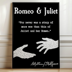Romeo And Juliet Poster, Book Poster, Shakespeare Poster, Reading Poster, Romeo And Juliet, Shakespeare Quote, Digital Poster, Digital Print