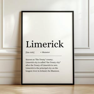 County Limerick Poster, County Limerick Print, Irish Wall Art, Irish Counties, Digital Print, Digital Poster, Irish County, Definition, GAA