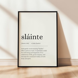 Sláinte Poster, Sláinte Print, Irish Wall Art, Irish Gifts, Definition Poster, Pub Decor, Irish Quote, Definition Print, Gaeilge, Gaelic