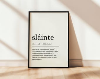 Sláinte Poster, Sláinte Print, Irish Wall Art, Irish Gifts, Definition Poster, Pub Decor, Irish Quote, Definition Print, Gaeilge, Gaelic