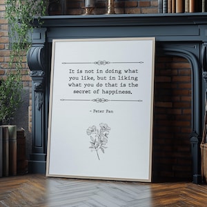 Peter Pan Poster, Happiness Quote Print, Inspirational Quote, Vintage Quote Poster, Peter Pan, Digital Quote Print, Digital Quote Poster