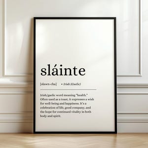 Sláinte Poster, Sláinte Print, Irish Wall Art, Irish Gifts, Digital Poster, Pub Decor, Irish Quote, Digital Print, Gaeilge Poster, Slainte