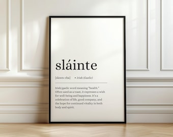 Sláinte Poster, Sláinte Print, Irish Wall Art, Irish Gifts, Digital Poster, Pub Decor, Irish Quote, Digital Print, Gaeilge Poster, Slainte