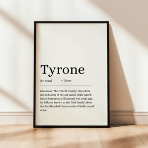 County Tyrone Poster, County Tyrone Print, Irish Wall Art, Irish Counties, Digital Print, Digital Poster, Irish County, Definition, Ireland