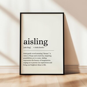 Aisling Poster, Aisling Print, Irish Wall Art, Irish Gifts, Definition Poster, Digital Poster, Irish Quote, Digital Print, Gaeilge, Irish