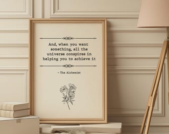 Paulo Coelho Quote Poster, The Alchemist Print, Inspirational Quote, Book Poster, Paulo Coelho, Digital Quote Poster, Digital Quote Print