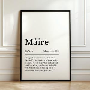 Máire Poster, Máire Print, Irish Wall Art, Irish Gifts, Digital Print, Digital Poster, Definition Print, Irish Name Poster, Name Definition