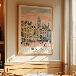Brussels Travel Poster, Brussels Travel Print, Travel Wall Art, Vintage Travel Poster, Brussels City Poster, Retro Brussels Poster,