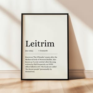 County Leitrim Poster, County Leitrim Print, Irish Wall Art, Irish Counties, Digital Print, Digital Poster, Irish County, Definition, Irish