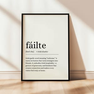Fáilte Poster, Fáilte Print, Irish Wall Art, Irish Gifts, Definition Poster, Digital Poster, Digital Print, Irish Poster, Gaeilge, Gaelic