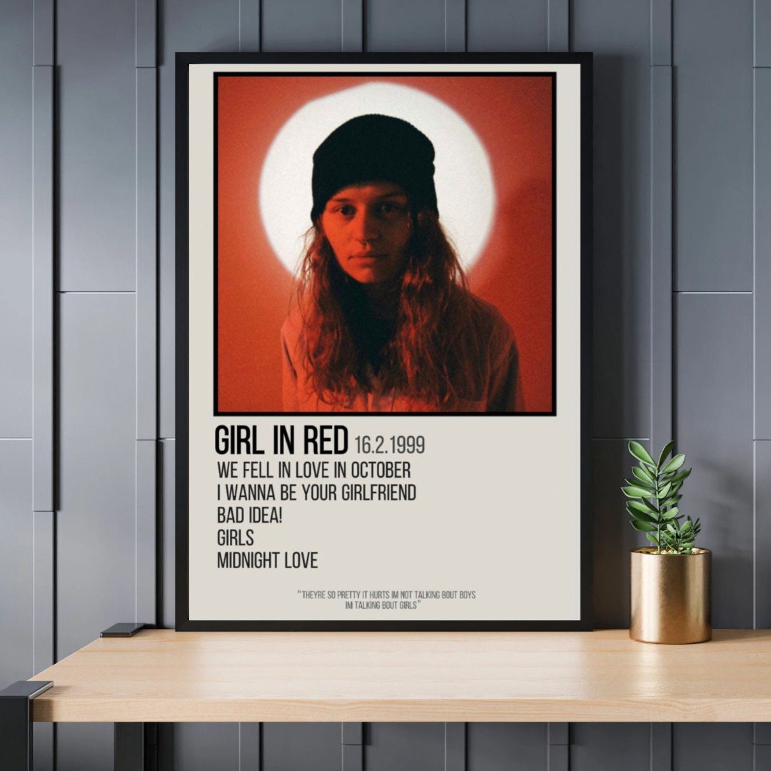Girl in Red Aesthetic Poster, Vintage Album Cover Poster, LGBTQ Poster, Gift for Her, Teenage